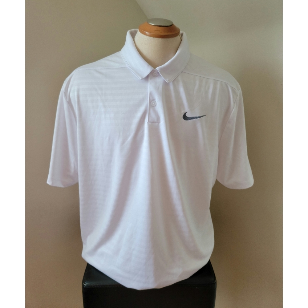 NIKE Men's White Stripe Golf Shirt
